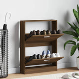 Vidaxl Shoe Cabinet 59x17x81 cm skåret træbrun eg farve