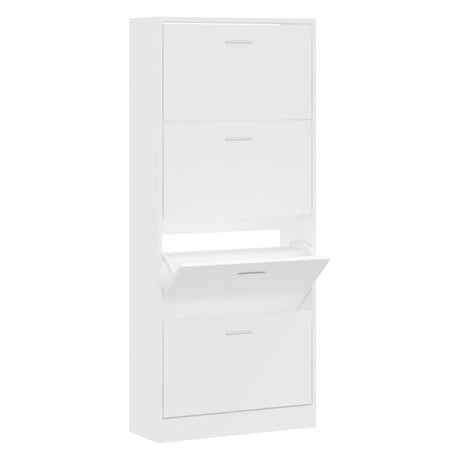 Vidaxl Shoe Cabinet 63x24x147 cm Forarbejdet træhvide