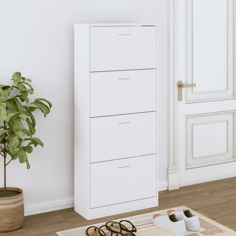 Vidaxl Shoe Cabinet 63x24x147 cm Forarbejdet træhvide