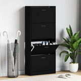 Vidaxl Shoe Cabinet 63x24x147 cm Property Wood Black