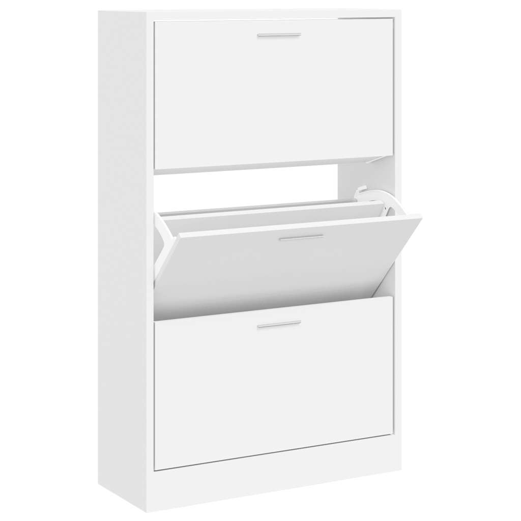 Vidaxl Shoe Cabinet 63x24x103 cm forarbejdet træhvide