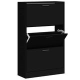 Vidaxl Shoe Cabinet 63x24x103 cm forarbejdet træ sort