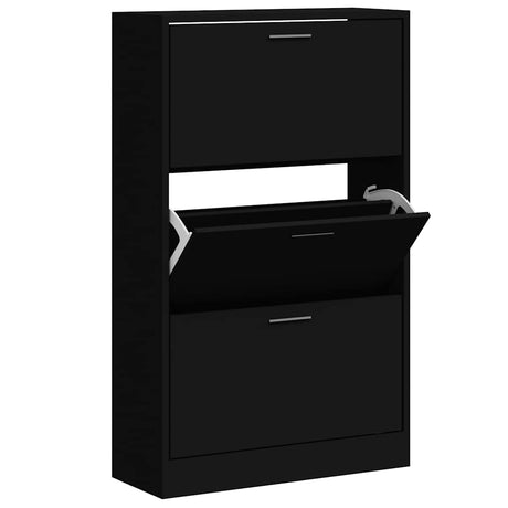 Vidaxl Shoe Cabinet 63x24x103 cm forarbejdet træ sort
