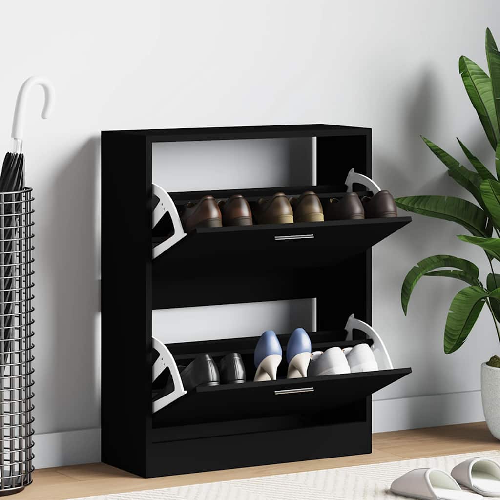 Vidaxl Shoe Cabinet 63x24x81 cm Property Wood Black