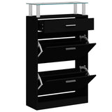 Vidaxl Shoe Cabinet 63x24x104 cm Property Wood Black