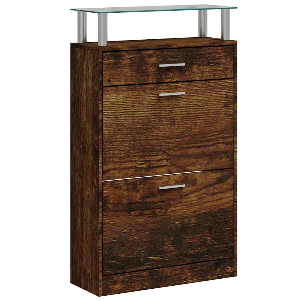 Vidaxl Shoe Cabinet 63x24x104 cm Forarbejdet træ Røget eg Farvet
