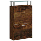 Vidaxl Shoe Cabinet 63x24x104 cm Forarbejdet træ Røget eg Farvet
