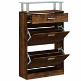 Vidaxl Shoe Cabinet 63x24x104 cm Forarbejdet træ Røget eg Farvet