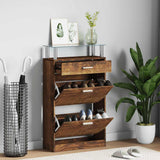 Vidaxl Shoe Cabinet 63x24x104 cm Forarbejdet træ Røget eg Farvet