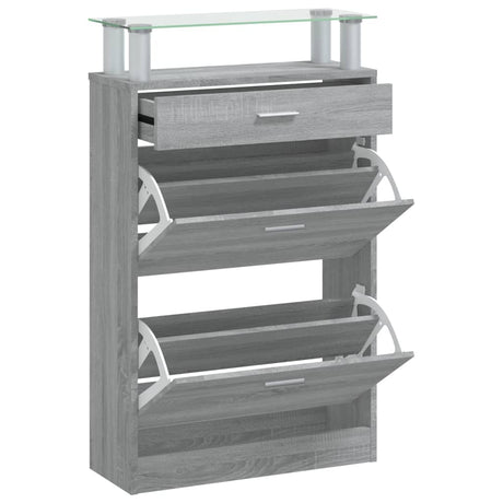 Vidaxl Shoe Cabinet 63x24x104 cm Property Wood Grey Sonoma Oak Color