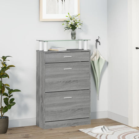 Vidaxl Shoe Cabinet 63x24x104 cm Property Wood Grey Sonoma Oak Color