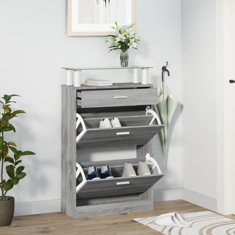 Vidaxl Shoe Cabinet 63x24x104 cm Property Wood Grey Sonoma Oak Color