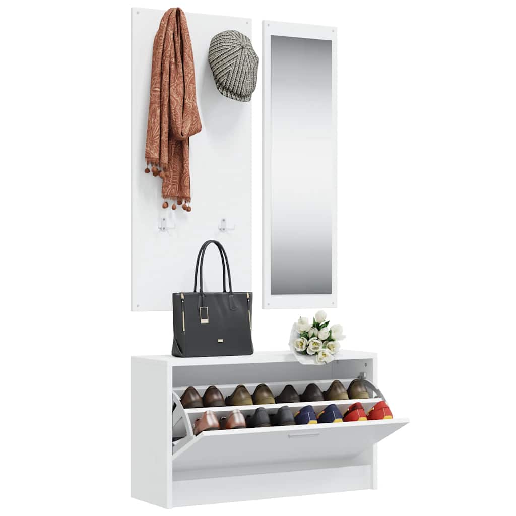 Vidaxl Shoe Cabinet Set 3-i-1 redigeret træhvide