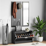 Vidaxl Shoe Cabinet Set 3-i-1 redigeret træ sort