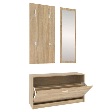 Vidaxl Shoe Cabinet Set 3-i-1 Redigeret træ sonoma eg farvet