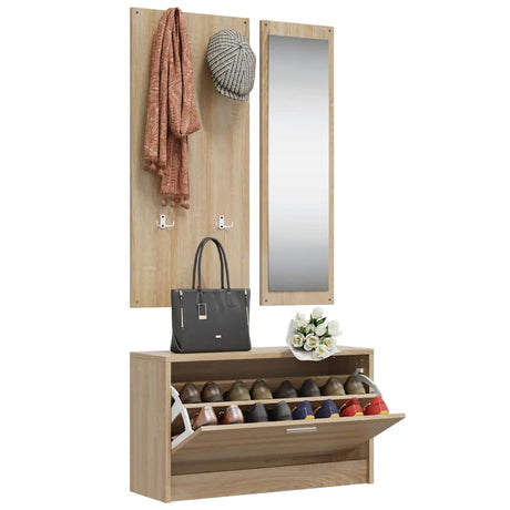 Vidaxl Shoe Cabinet Set 3-i-1 Redigeret træ sonoma eg farvet