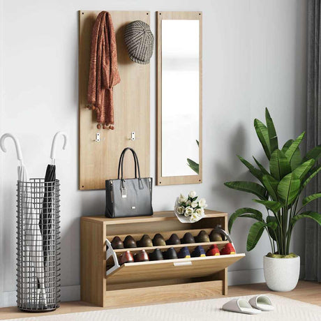 Vidaxl Shoe Cabinet Set 3-i-1 Redigeret træ sonoma eg farvet