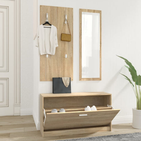Vidaxl Shoe Cabinet Set 3-i-1 Redigeret træ sonoma eg farvet