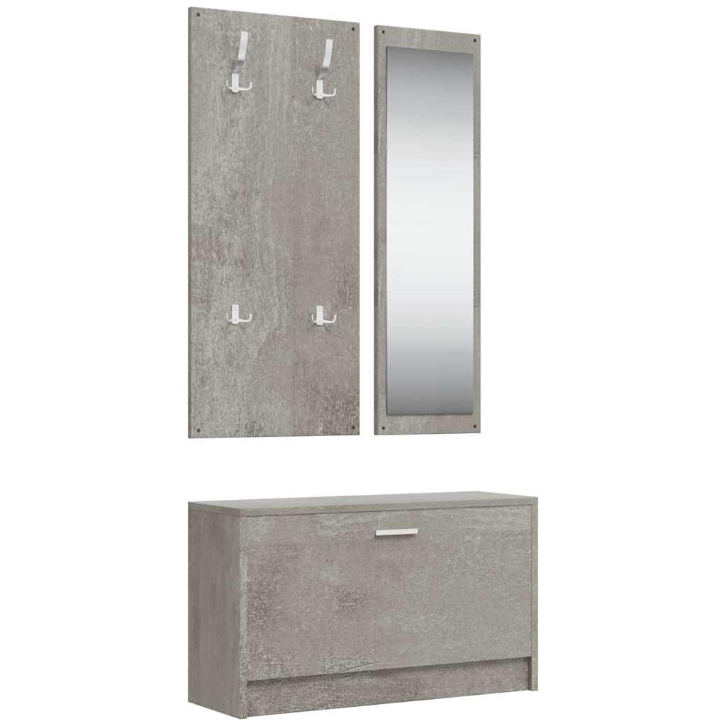 Vidaxl Shoe Cabinet Set 3-i-1 redigeret træ Betongrijs
