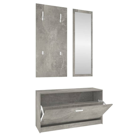Vidaxl Shoe Cabinet Set 3-i-1 redigeret træ Betongrijs