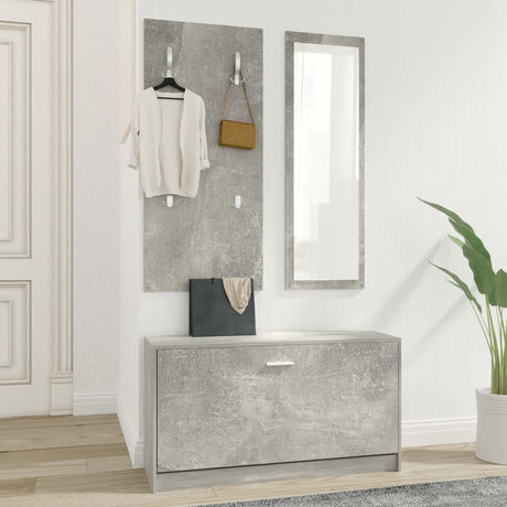 Vidaxl Shoe Cabinet Set 3-i-1 redigeret træ Betongrijs