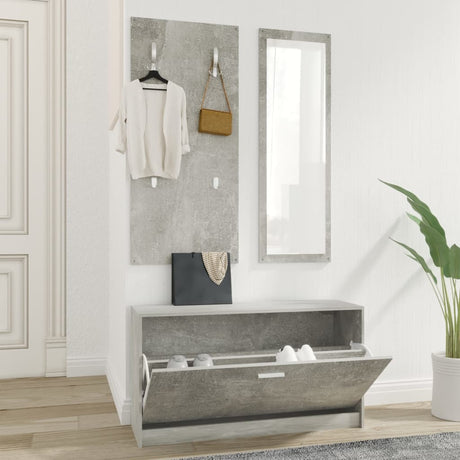 Vidaxl Shoe Cabinet Set 3-i-1 redigeret træ Betongrijs