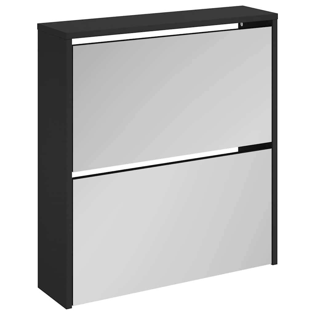 Vidaxl Shoe Cabinet med spejl 2-lag 63x17x67 cm sort