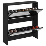 Vidaxl Shoe Cabinet med spejl 2-lag 63x17x67 cm sort