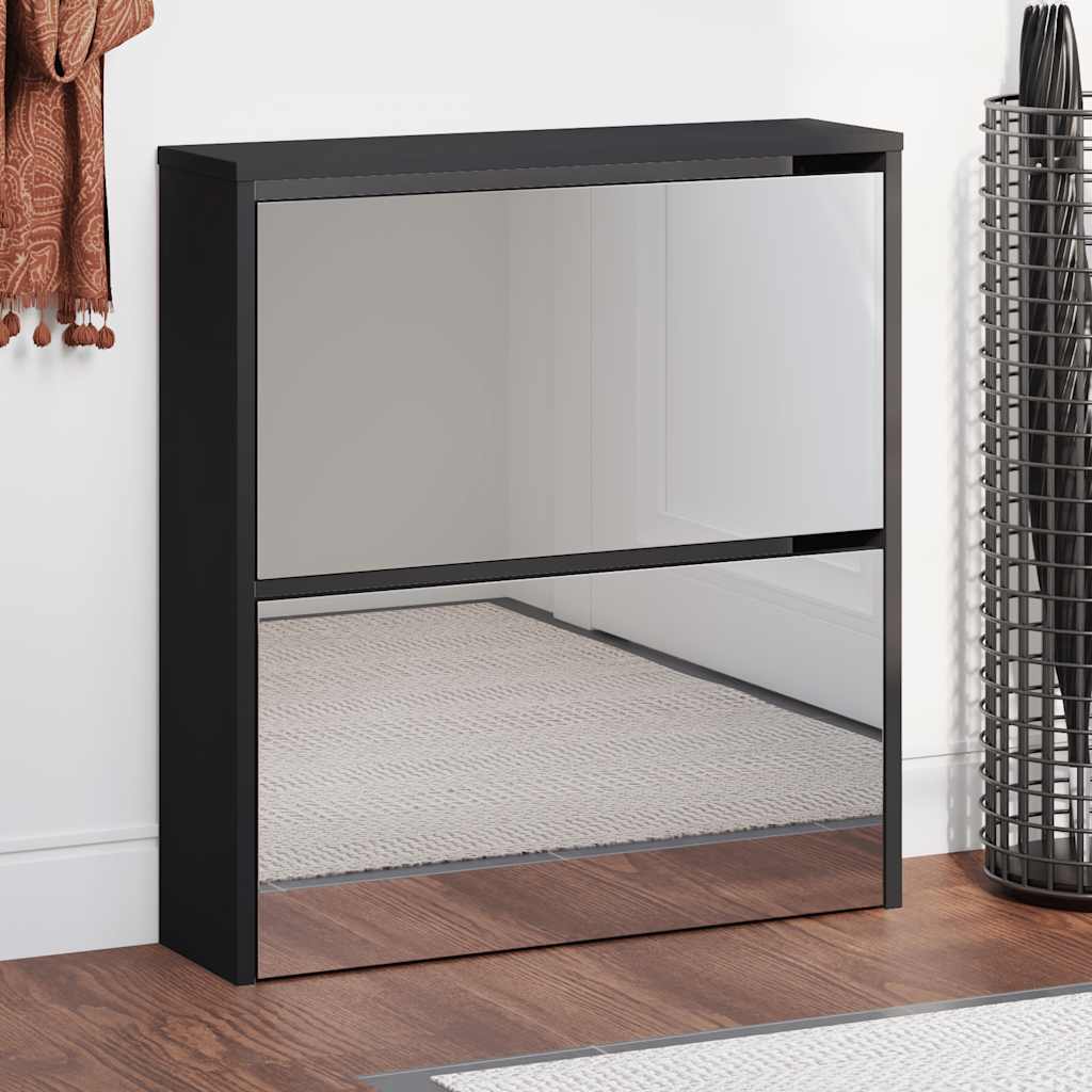 Vidaxl Shoe Cabinet med spejl 2-lag 63x17x67 cm sort