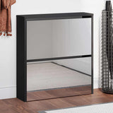 Vidaxl Shoe Cabinet med spejl 2-lag 63x17x67 cm sort