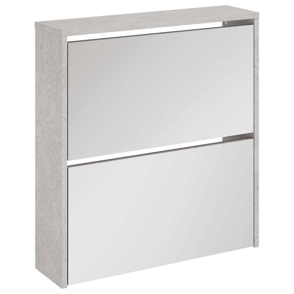Vidaxl Shoe Cabinet med spejl 2-lag 63x17x67 cm betonpris