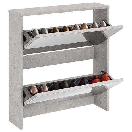 Vidaxl Shoe Cabinet med spejl 2-lag 63x17x67 cm betonpris