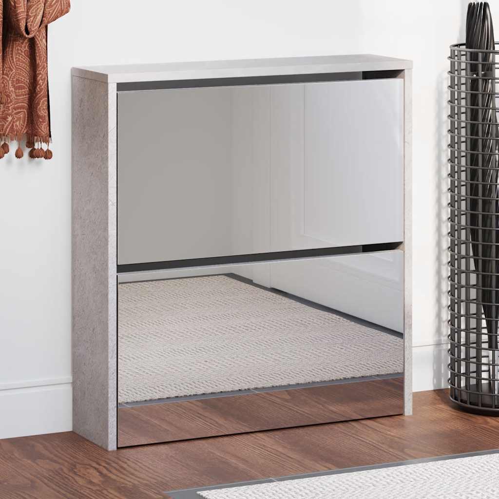 Vidaxl Shoe Cabinet med spejl 2-lag 63x17x67 cm betonpris