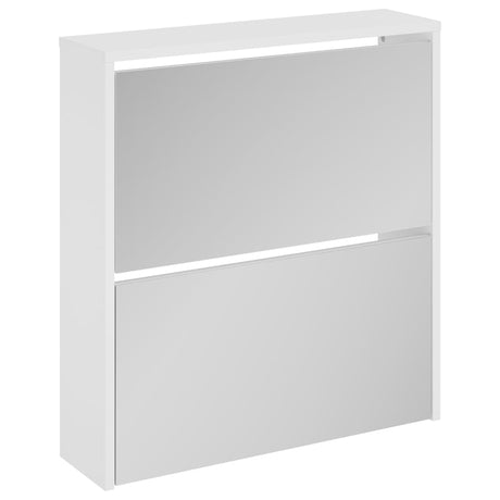 Vidaxl Shoe Cabinet med spejl 2-lag 63x17x67 cm højglans hvid