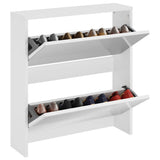 Vidaxl Shoe Cabinet med spejl 2-lag 63x17x67 cm højglans hvid