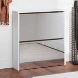 Vidaxl Shoe Cabinet med spejl 2-lag 63x17x67 cm højglans hvid