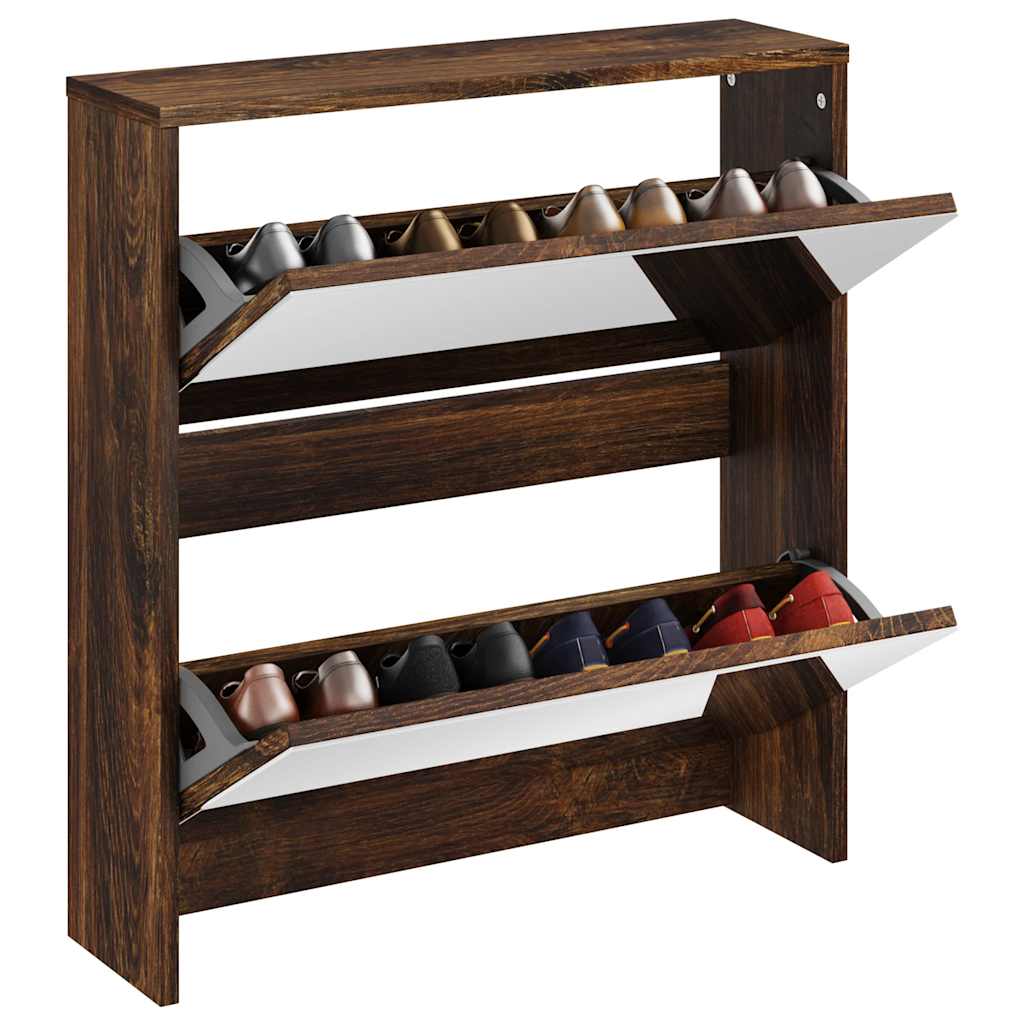 Vidaxx skoskab med spejl 2-lag 63x17x67 cm røget eg