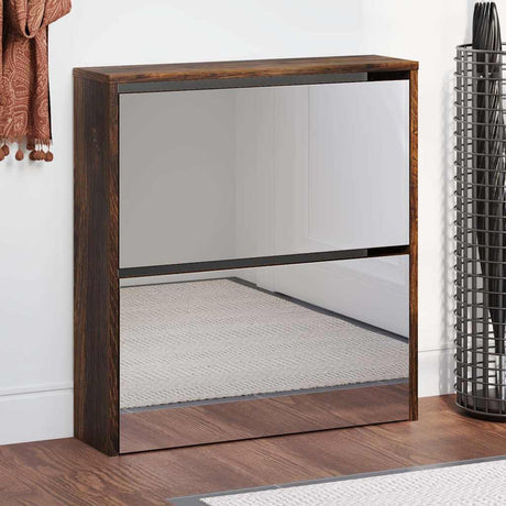 Vidaxx skoskab med spejl 2-lag 63x17x67 cm røget eg