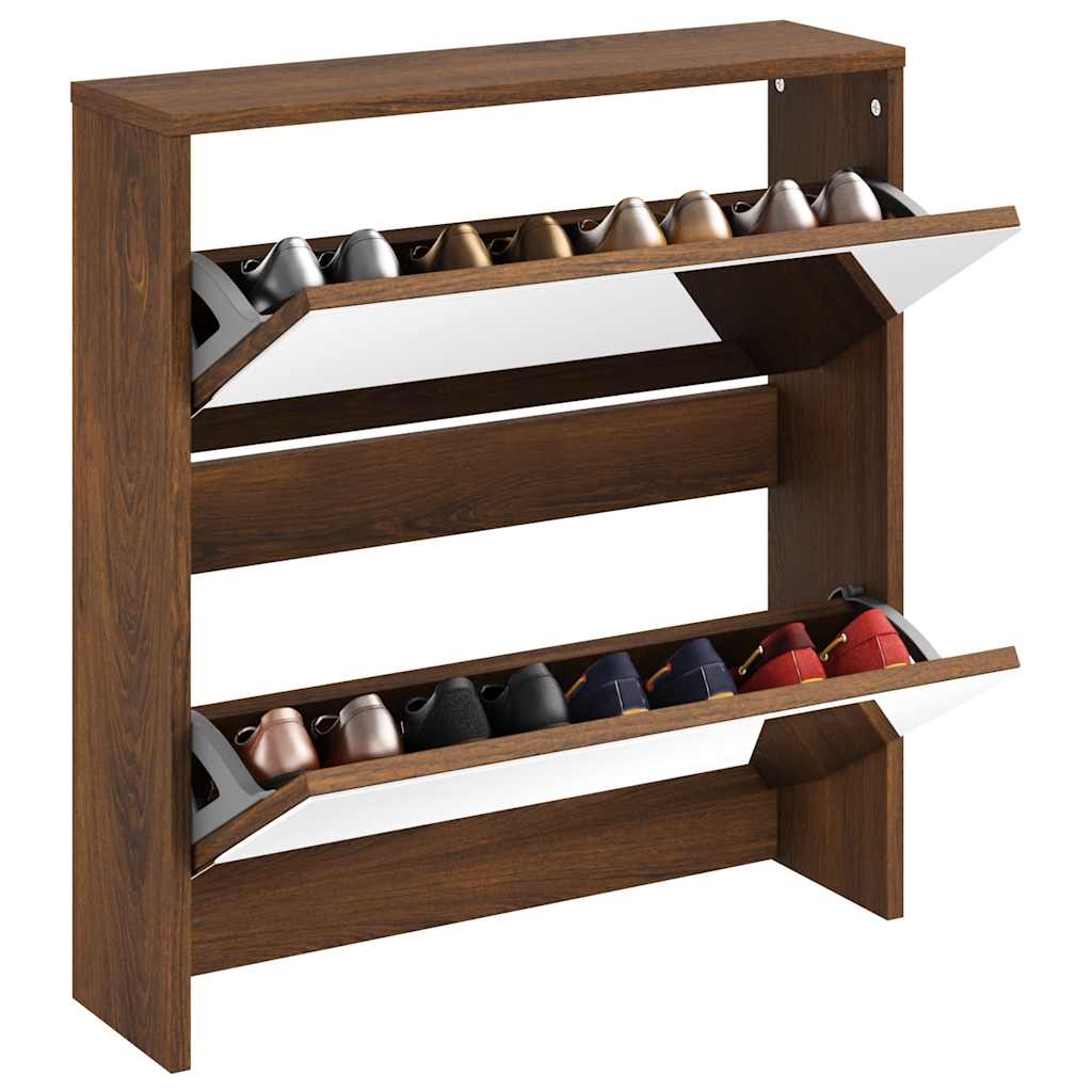 Vidaxl Shoe Cabinet med spejl 2-lag 63x17x67 cm Browniken