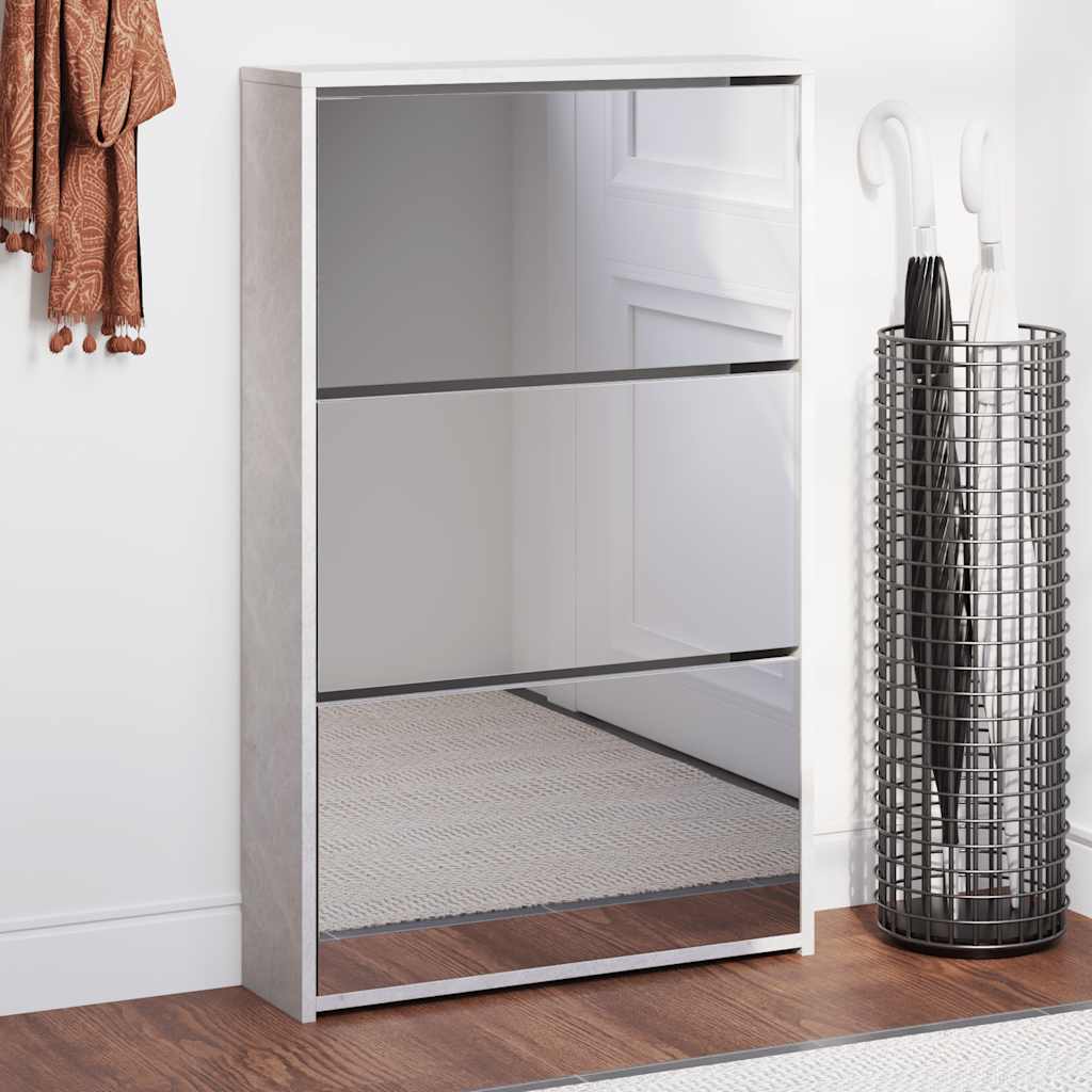 Vidaxx skoskab med spejl 3-lags 63x17x102,5 cm betongrå
