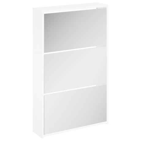 Vidaxx skoskab med spejl 3-lags hvid højglans 63x17x102,5 cm