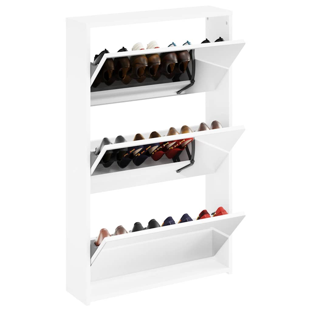 Vidaxx skoskab med spejl 3-lags hvid højglans 63x17x102,5 cm