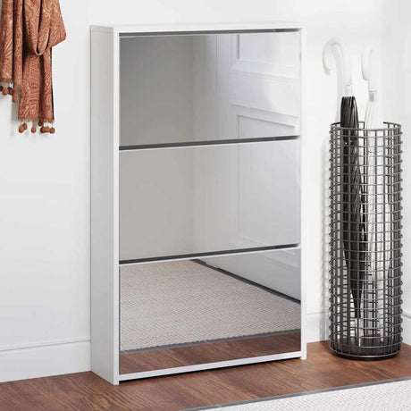Vidaxx skoskab med spejl 3-lags hvid højglans 63x17x102,5 cm