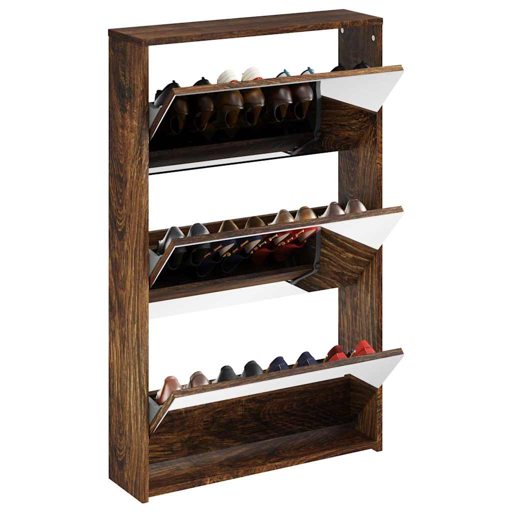 Vidaxx skoskab med spejl 3-lags 63x17x102,5 cm røget eg