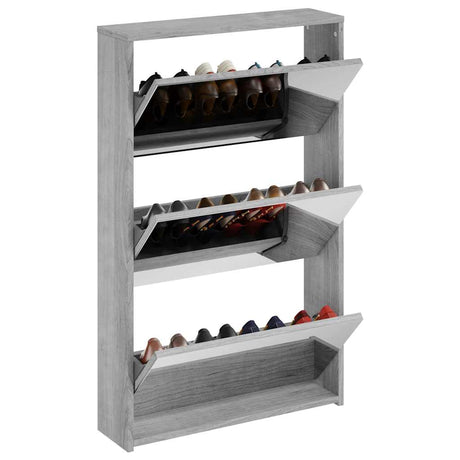 Vidaxx skoskab med spejl 3-lags 63x17x102,5 cm grå sonoma