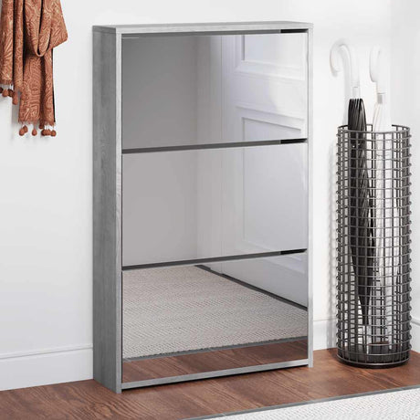 Vidaxx skoskab med spejl 3-lags 63x17x102,5 cm grå sonoma