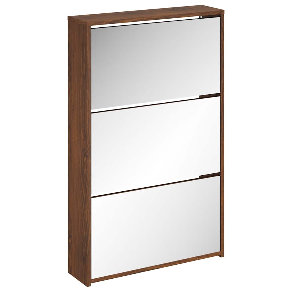 Vidaxx skoskab med spejl 3-lags 63x17x102,5 cm brun eg