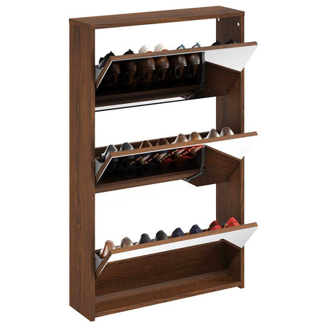Vidaxx skoskab med spejl 3-lags 63x17x102,5 cm brun eg