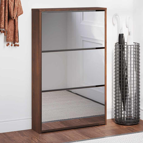 Vidaxx skoskab med spejl 3-lags 63x17x102,5 cm brun eg