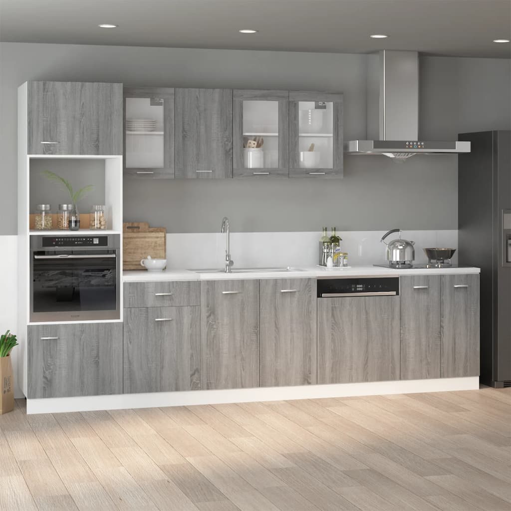 Vidaxl gootsteenkast lyon 80x46x81,5cm bewerkt hout grijs sonoma eiken